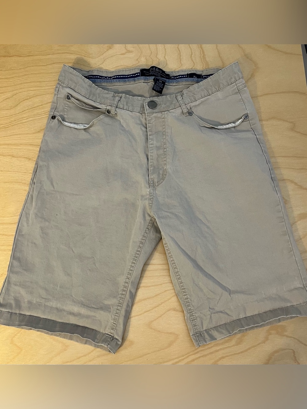 PD&C Light Beige Flat Front Men's Shorts (34)